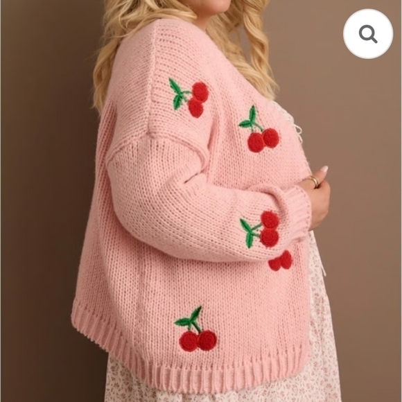 Arula Cherry Chunky Knit Cardigan Sweater | Size 3X | Fall Ready - Picture 7 of 8